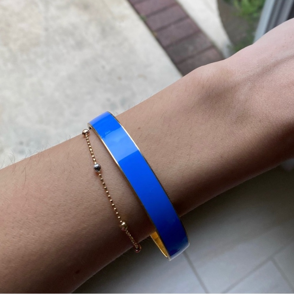 J. crew 90s vintage blue enamel gold bangle bracelet